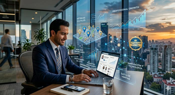 Agencia inmobiliaria construyendo autoridad digital en México mediante estrategias de marketing, SEO y contenido para atraer desarrolladores inmobiliarios